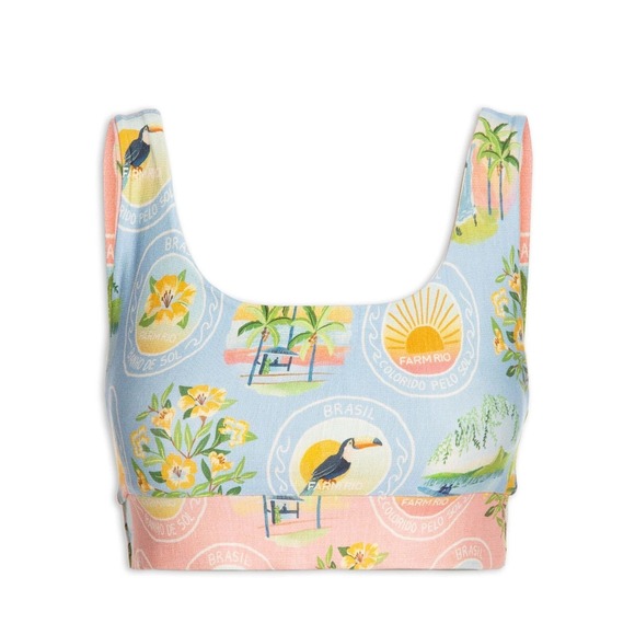 FARM Rio Other - S NWT Farm Rio Reversible Double Colorido Swim top blue yellow pink postcard P
